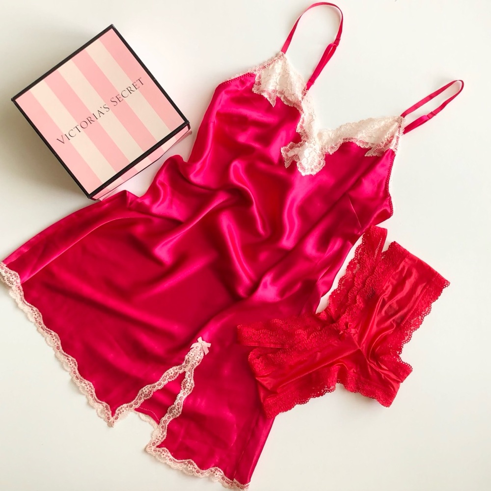 Victoria’s Secret red slip lingerie set - MEDIUM